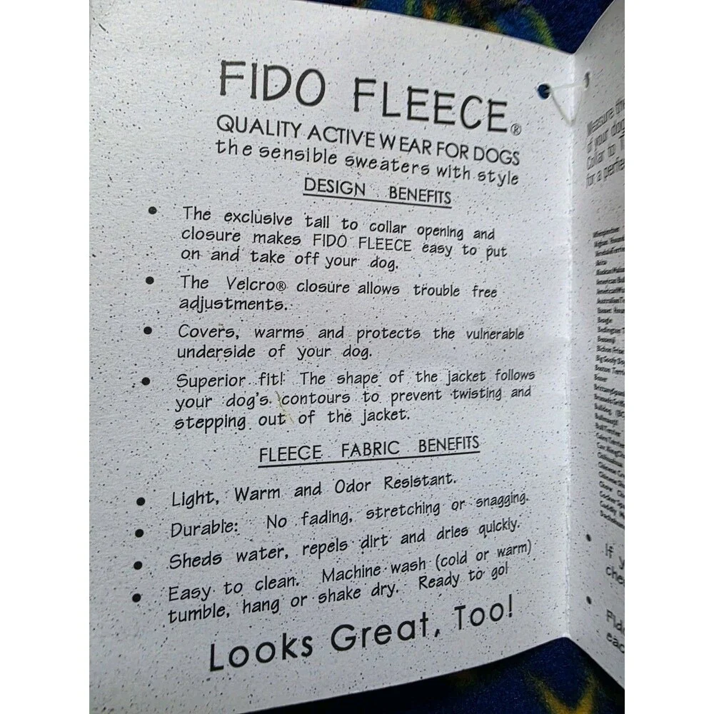 Fido Fleece Cozy Dog Jacket Size 20 City Block Print Multicolor NEW Vintage 90s
